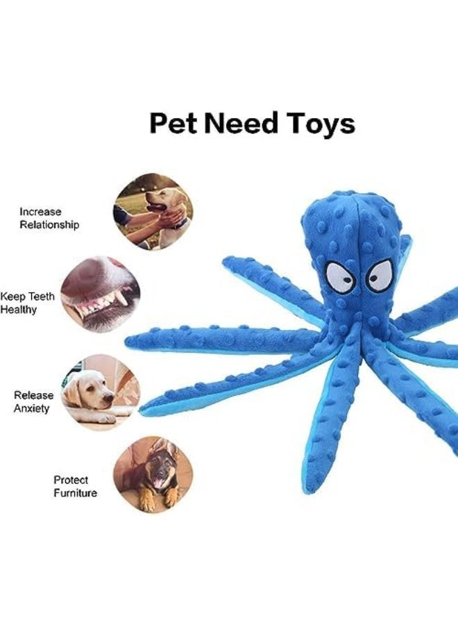 كوينز لعبة أخطبوط للكلاب – لعبة مضغ تفاعلية محشوة مع صافرة، ناعمة ومتينة للكلاب الصغيرة والمتوسطة - Image 4